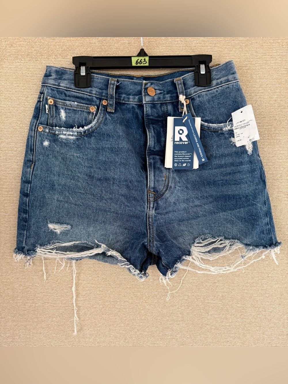 Lovers + Friends Distressed Dark Blue Denim Cutoff Shorts